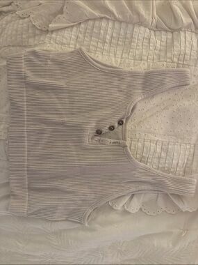 By Together Ribbed Tank Top with Button Placket - Light Beige